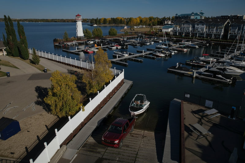 Boat Launch in Sylvan Lake, visit The Launch for access to a cement boat ramp. 